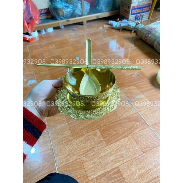 Bát đồng đĩa thìa chât liệu bằng đồng bộ bát dùng hàng ngày hoặc thờ cúng phong thủy cho mọi gia đình