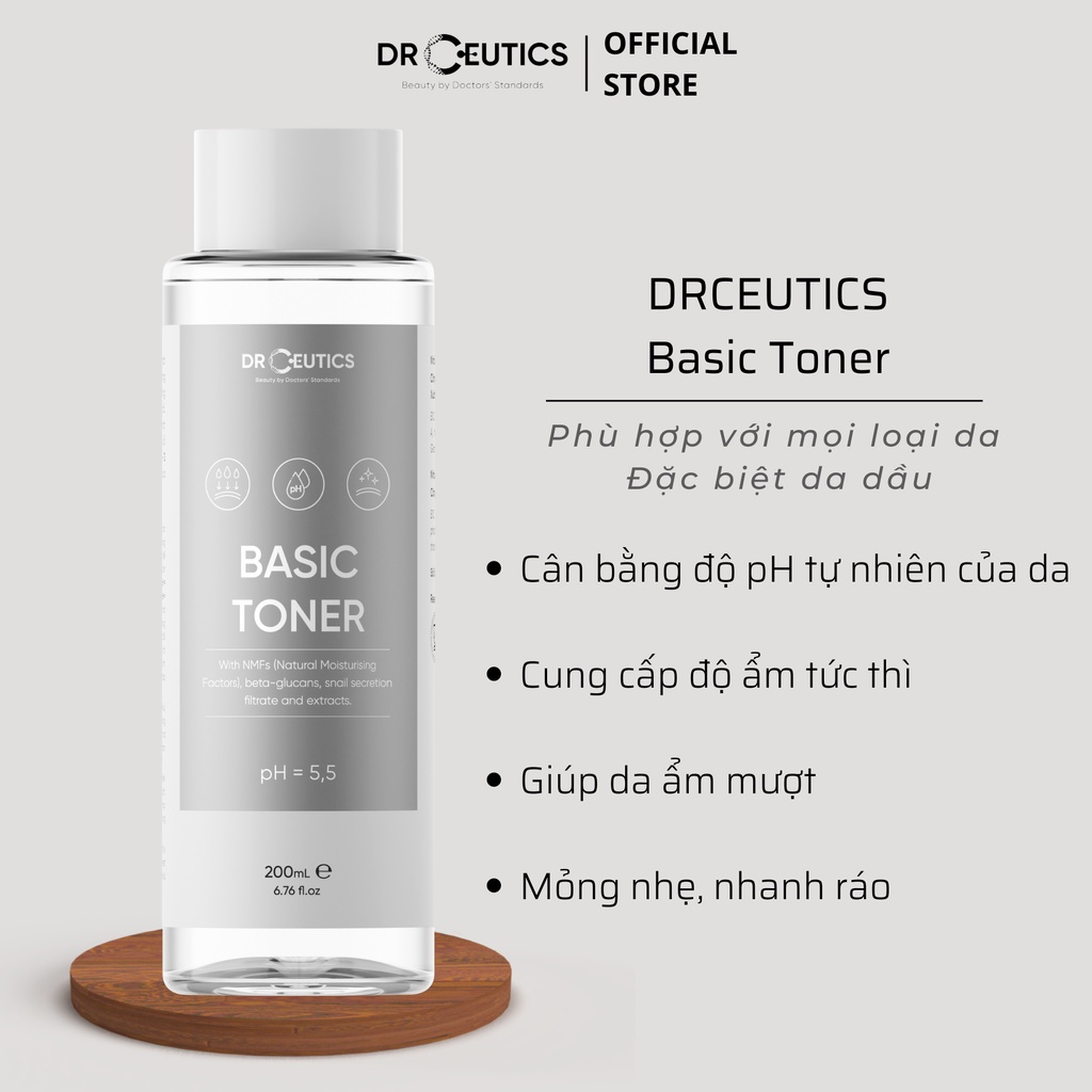DRCEUTICS Basic Toner Cấp Ẩm Cho Da Dầu (200ml)