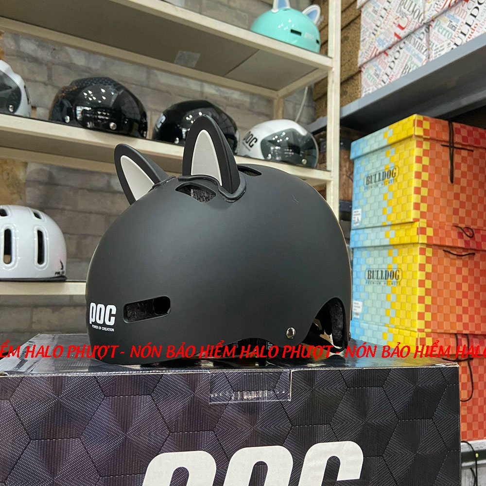 [Tặng tai mèo/gấu] Nón POC PK01 Đen Nhám chính hãng