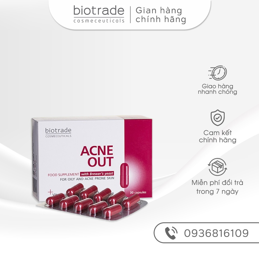 ⚡ CHÍNH HÃNG⚡Viên uống Biotrade Acne Out Food bổ sung Vitamin cho da mụn Viên uống đẹp da