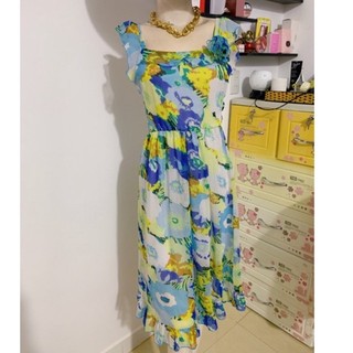 ĐẦM VOAN HOA XANH SIZE M-L