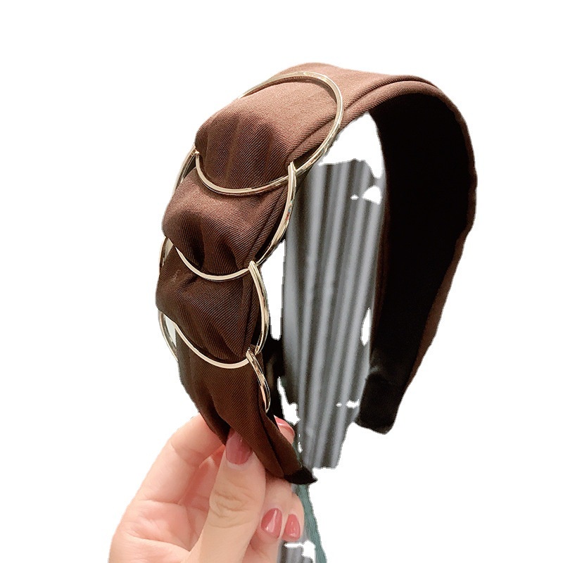 Băng Đô Rửa Mặt Bằng Vải Bản Rộng Ghép Nối Vòng Tròn Màu Vàng Cao Cấp Nhiều Màu Sắc Cho Nữ