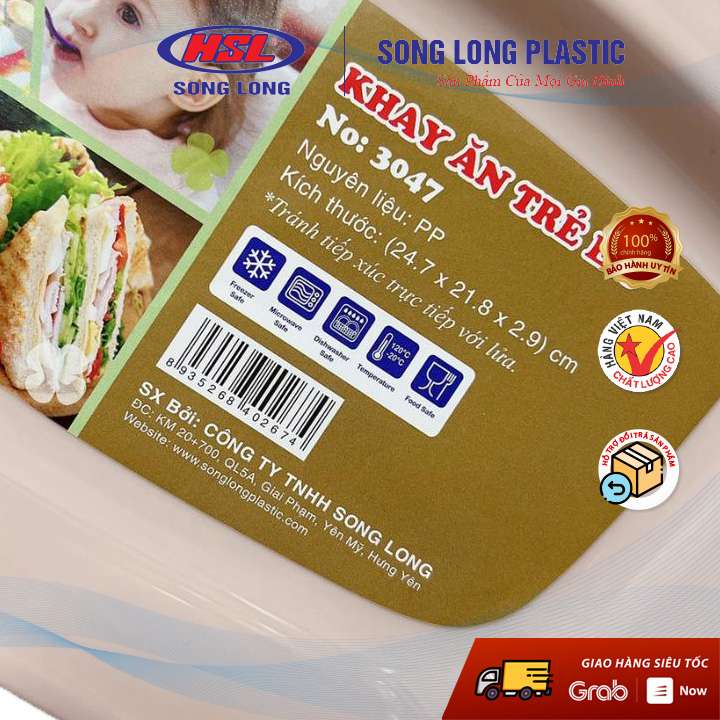 Khay ăn dặm cho bé - 3047 - màu ngẫu nhiên - Song Long Plastic