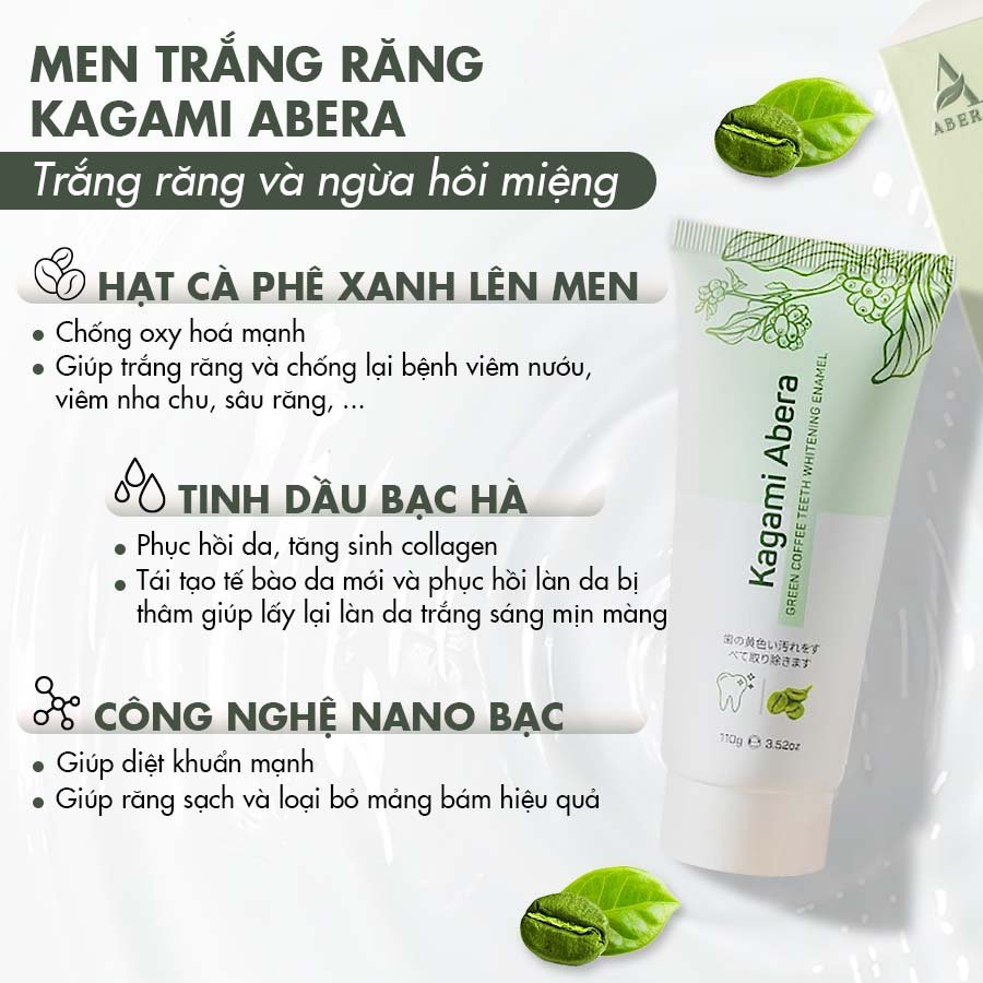 Combo 1 Tinh chất dưỡng môi Belina Abera và 1 Men trắng răng Kagami Abera