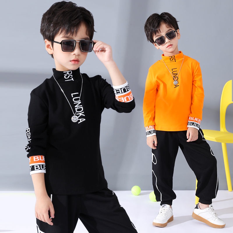 Áo Thun Tay Dài Cổ Cao Vừa Vặn Phong Cách Mới Cho Bé Trai