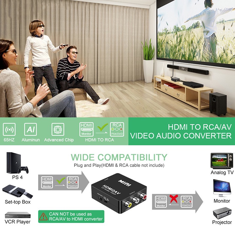 Bộ Chuyển Đổi HDMI Sang AV RCA / CVBS Mini HDMI2AV HD 1080P Hỗ Trợ NTSC PAL Cho PC TV DVD