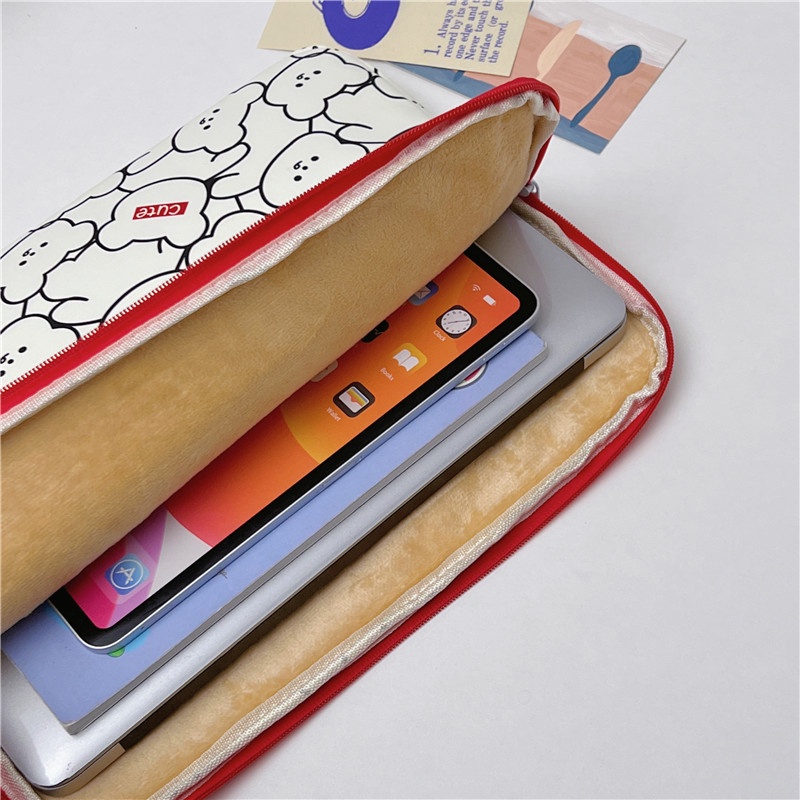 Túi Đựng Laptop / Máy Tính Bảng Họa Tiết Hoạt Hình Gấu / Dâu Tây Kiểu Nhật Hàn Dễ Thương Cho 10 11 13 inche