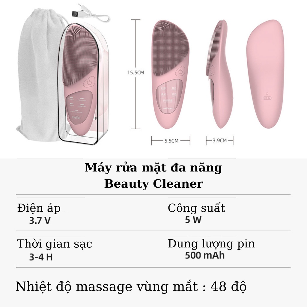 Máy rửa mặt silicon, massage mắt, làm ấm giảm nhăn bọng mắt Nevaki