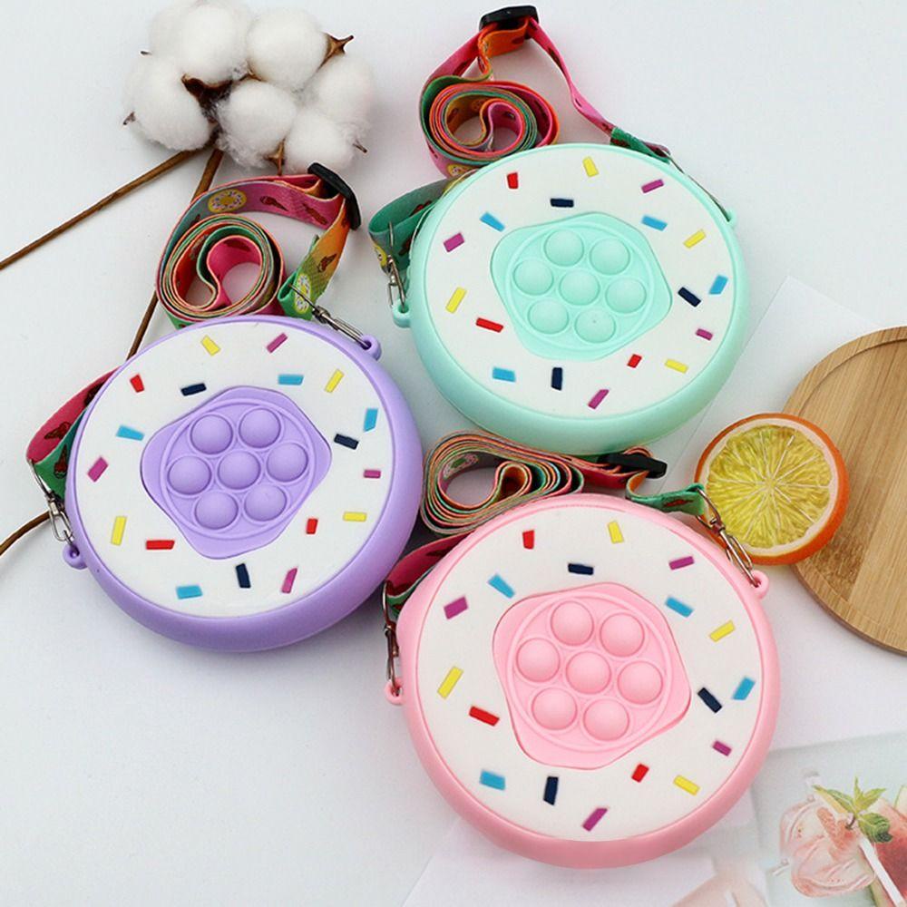 Túi Đeo Chéo Bằng Silicone Hình Bánh Donut Nhiều Màu Xinh Xắn Cho Bé