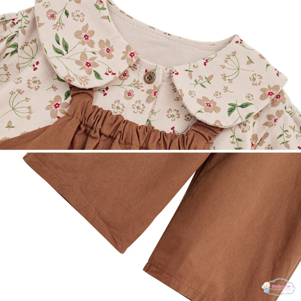 Bộ 2 Món Đầm Hoa + Quần Cổ Búp Bê Thoải Mái Dễ Thương Cho Bé Gái