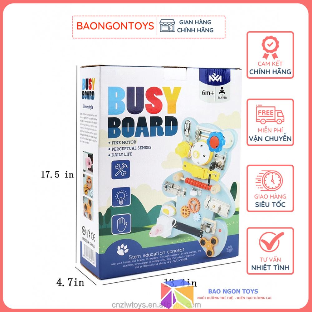 BẢNG BẬN RỘN MONTESSORI HÌNH GẤU RÈN LUYỆN ĐA KỸ NĂNG CHO BÉ, BẢNG BEAR BUSY BOARD PHÁT TRIỂN VẬN ĐỘNG TINH - DG70