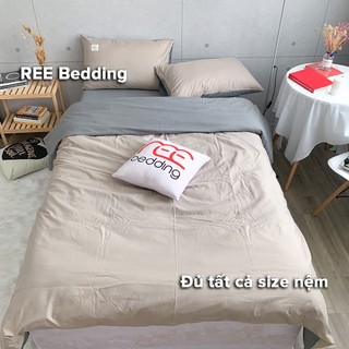 Bộ chăn ga gối REE Bedding CTC109 Cotton TC Beige phối xám đủ size giường nệm