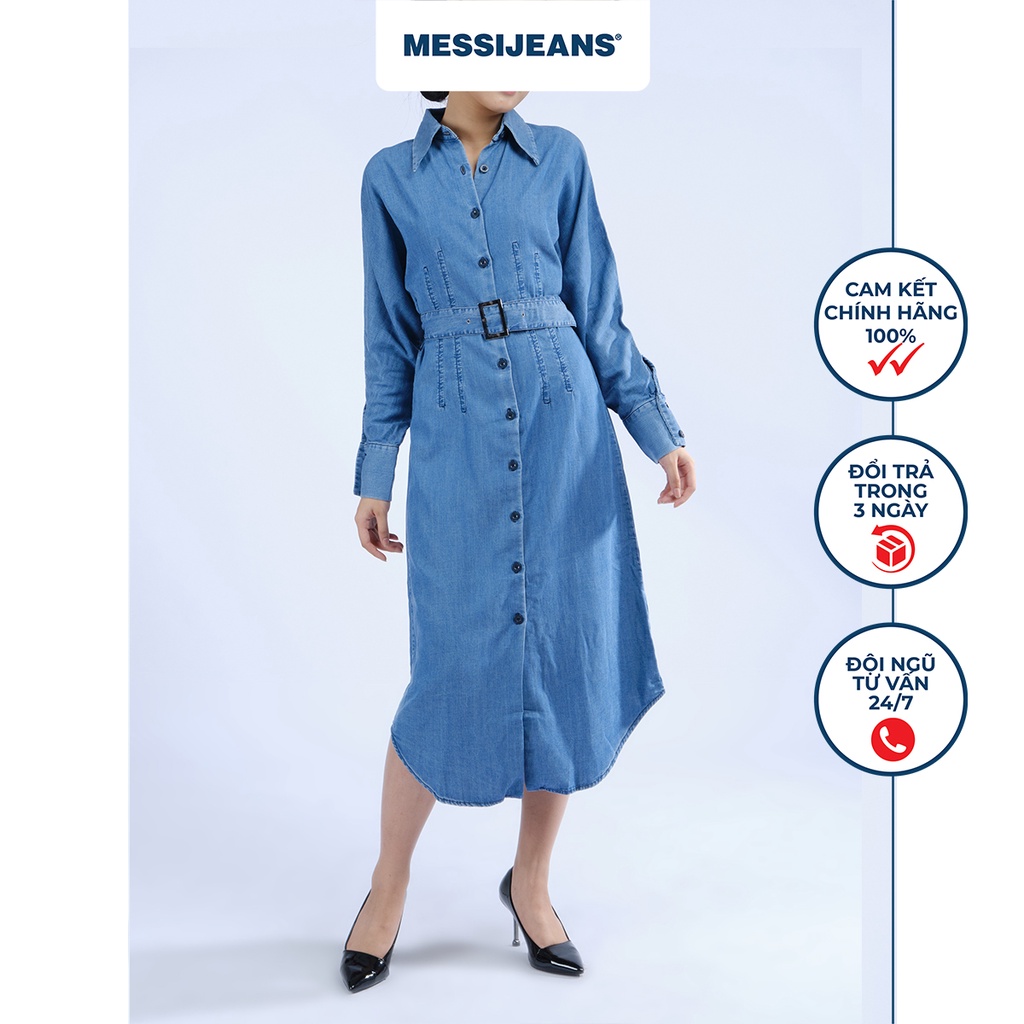 Đầm jean nữ dài tay thời trang MESSIJEANS WJF0142-21