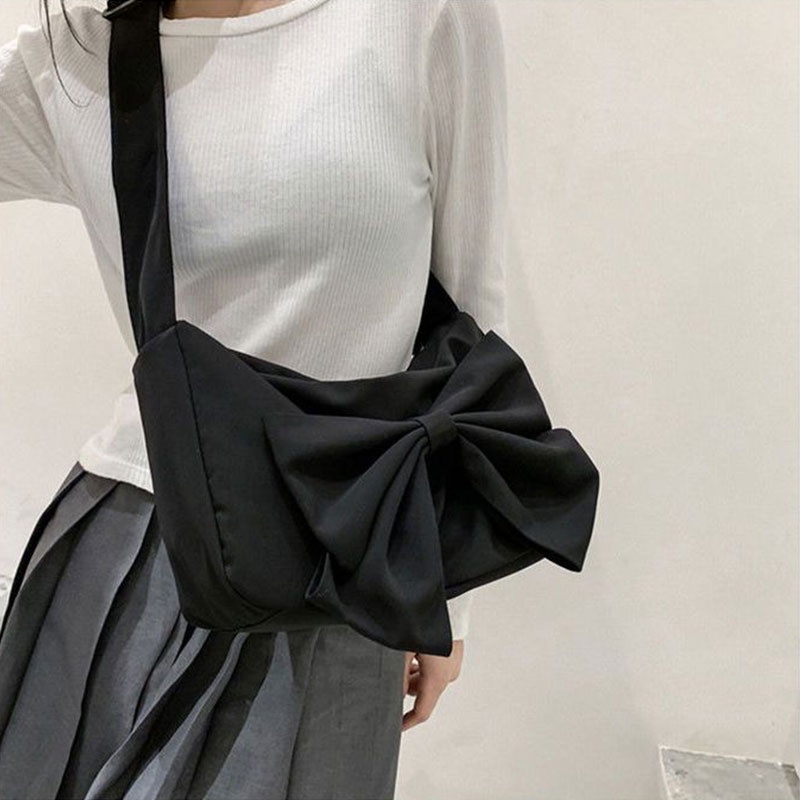 MISCHA Túi Xách canvas Cỡ Lớn Màu Đen Đính Nơ Thời Trang Cho Nữ