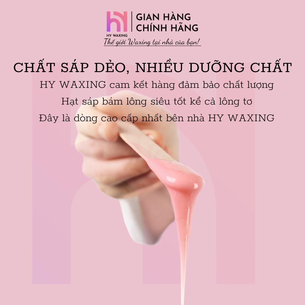 [CHE TÊN] Combo Chén Silicone Nấu Sáp Wax Lông HY WAXING + 100gr Sáp Dừa Hồng Siêu Bám Lông Tặng Que