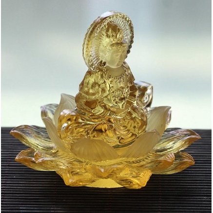 Tượng Phật Quan Âm Đài Sen Đá Ngọc Lưu Ly Cao Cấp Trang Trí Xe Ô Tô, Bàn làm Việc, Bàn Học, Phòng Khách,…