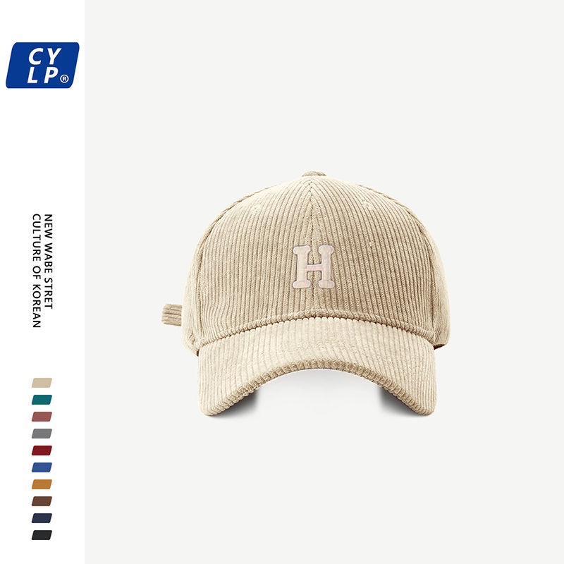 Mũ Lưỡi Trai Nhung Kẻ In Chữ H Thời Trang