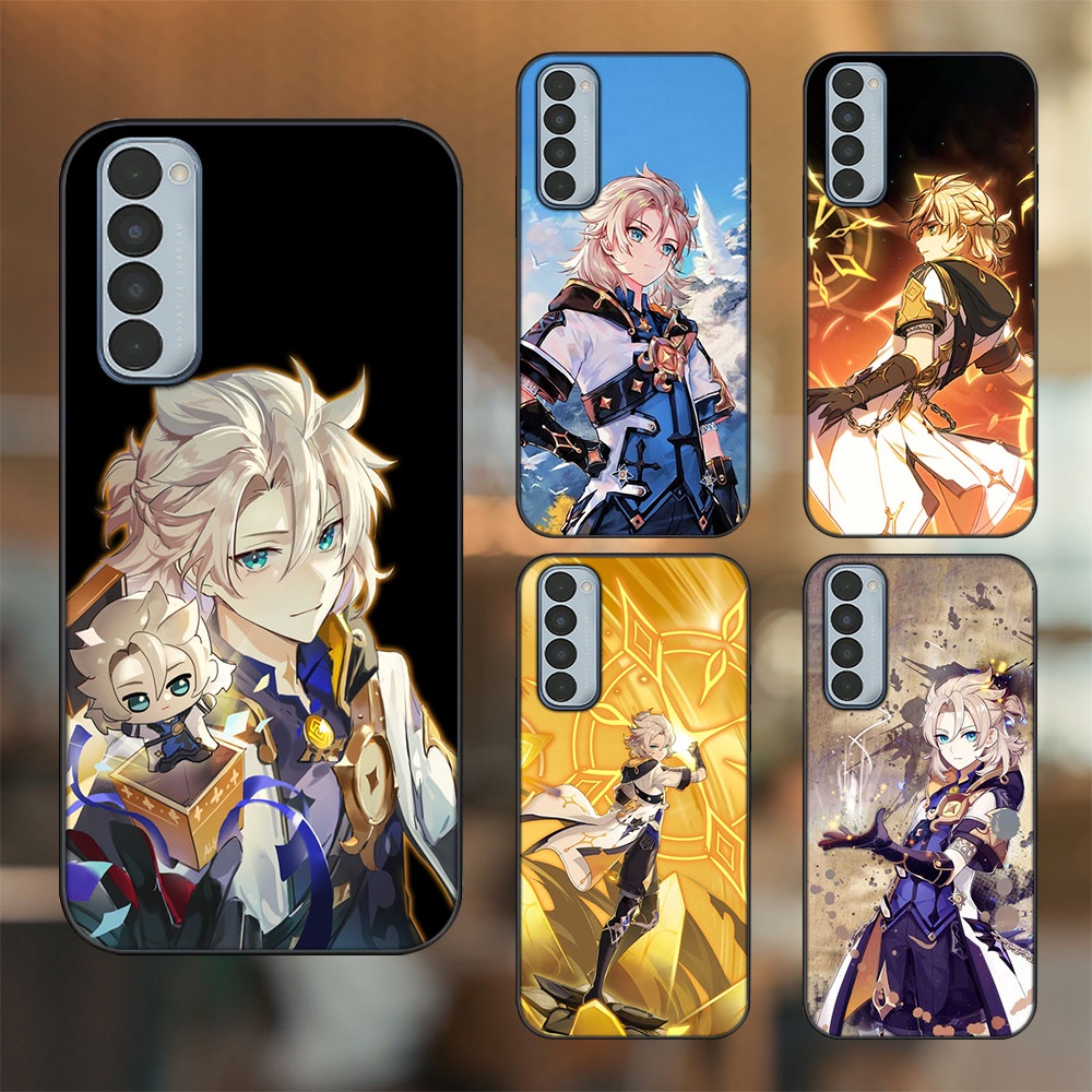 Ốp lưng Oppo Reno 4 Pro viền đen in hình Albedo Genshin Impact