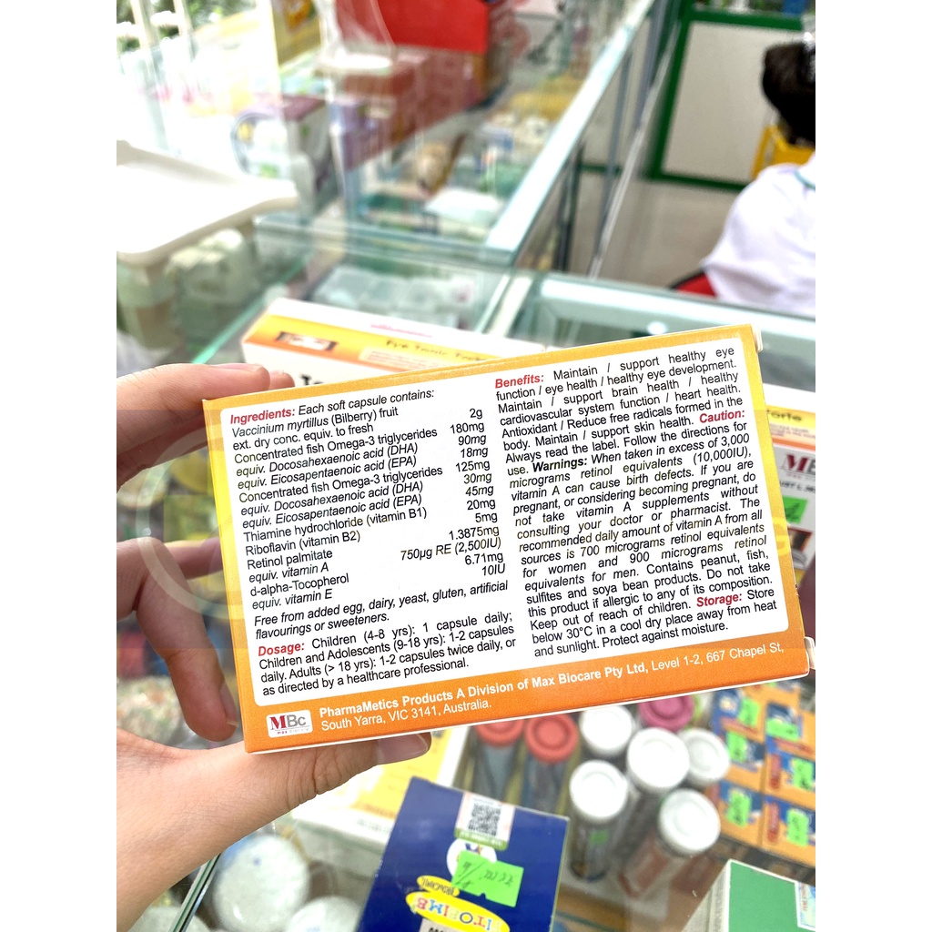 Eye Tonic Forte - Viên Uống Bổ Mắt, Giúp Mắt Sáng Khỏe, Giảm Mỏi Mắt, Thực Phẩm Bảo Vệ Sức Khỏe