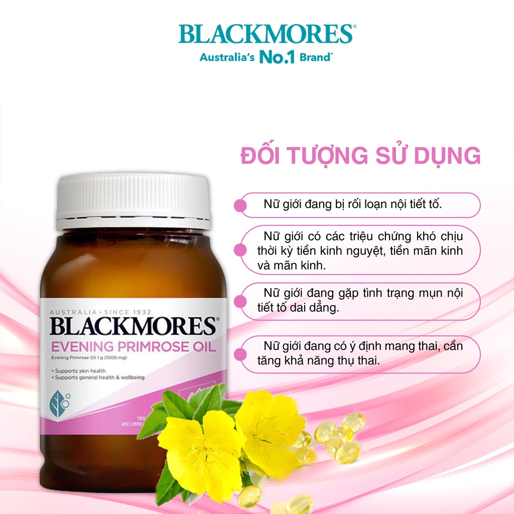 Viên uống Tinh dầu hoa anh thảo điều hòa nội tiết tố nữ Blackmores Evening Primrose Oil 190 viên