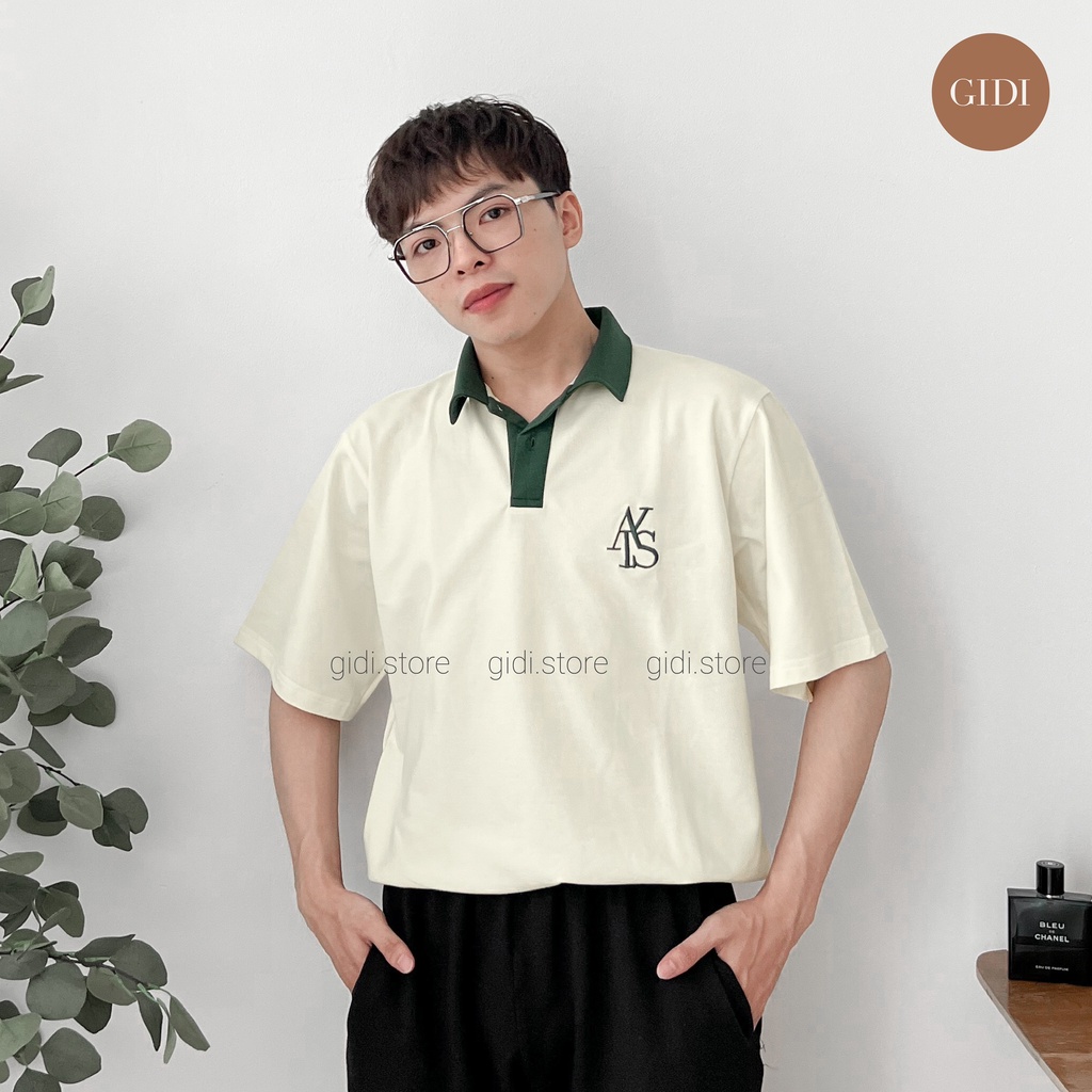 Áo Thun Polo Unisex ATYS màu XANH LÁ/ KEM form rộng 🍃 Chất thun cá sấu form nam nữ unisex/Áo thun có cổ GIDI