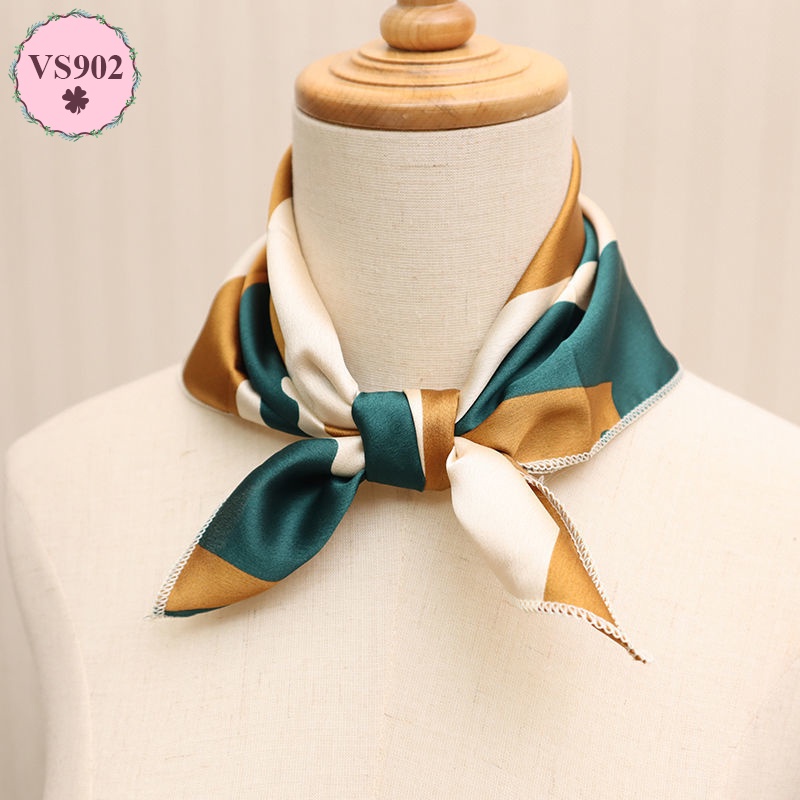Khăn lụa vuông choàng cổ 50x50 VS902 turban trùm đầu đẹp cao cấp bandana satin hàn quốc quấn túi xách quàng thắt nơ