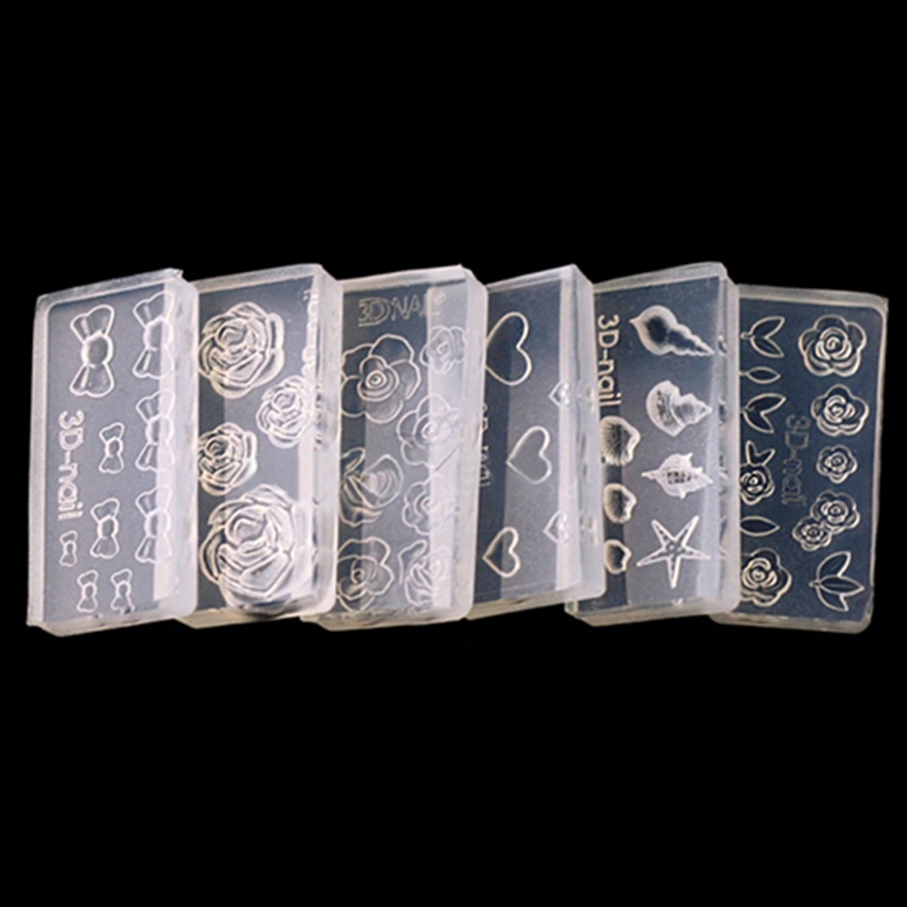 Set 6 Khuôn Điêu Khắc Trang Trí Móng Nghệ Thuật Thời Trang Có Thể Tái Sử Dụng