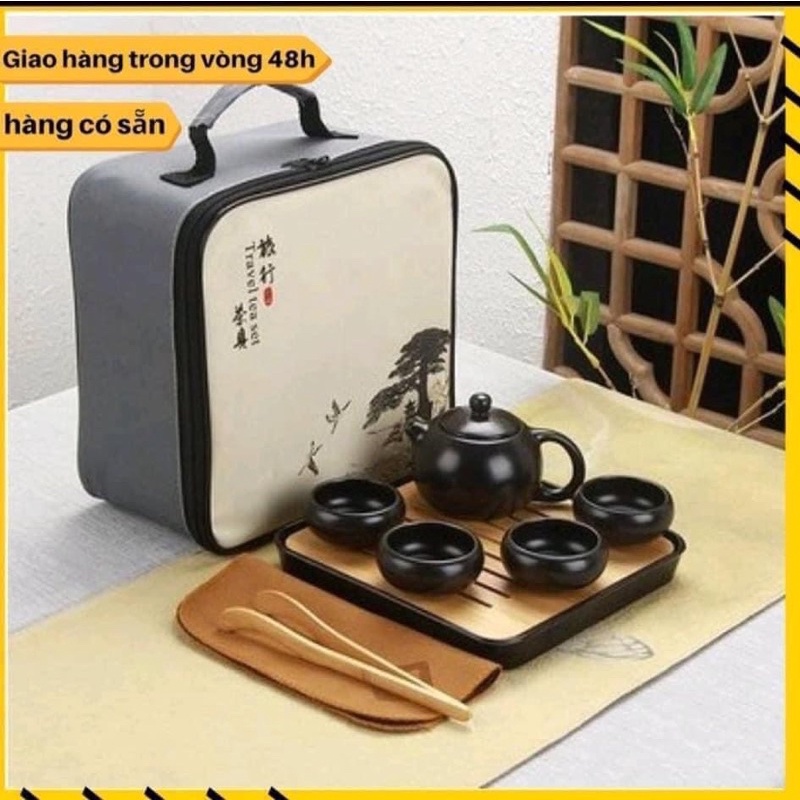 Bộ ấm chén trà  tặng kèm khay và túi cực sang