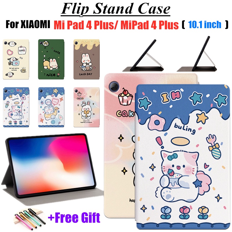 Bao Da PU Nắp Gập Kèm Giá Đỡ Họa Tiết Hoạt Hình Dễ Thương Cho Xiaomi Mi Pad 4 Plus / MiPad 4 Plus (10.1 inch)