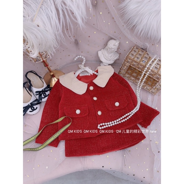 Set váy nhung kim tuyến cao cấp cho bé gái