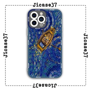 Ốp lưng iphone và samsung xiaomi oppo cạnh vuông Jicase Con thuyền Van Gogh 