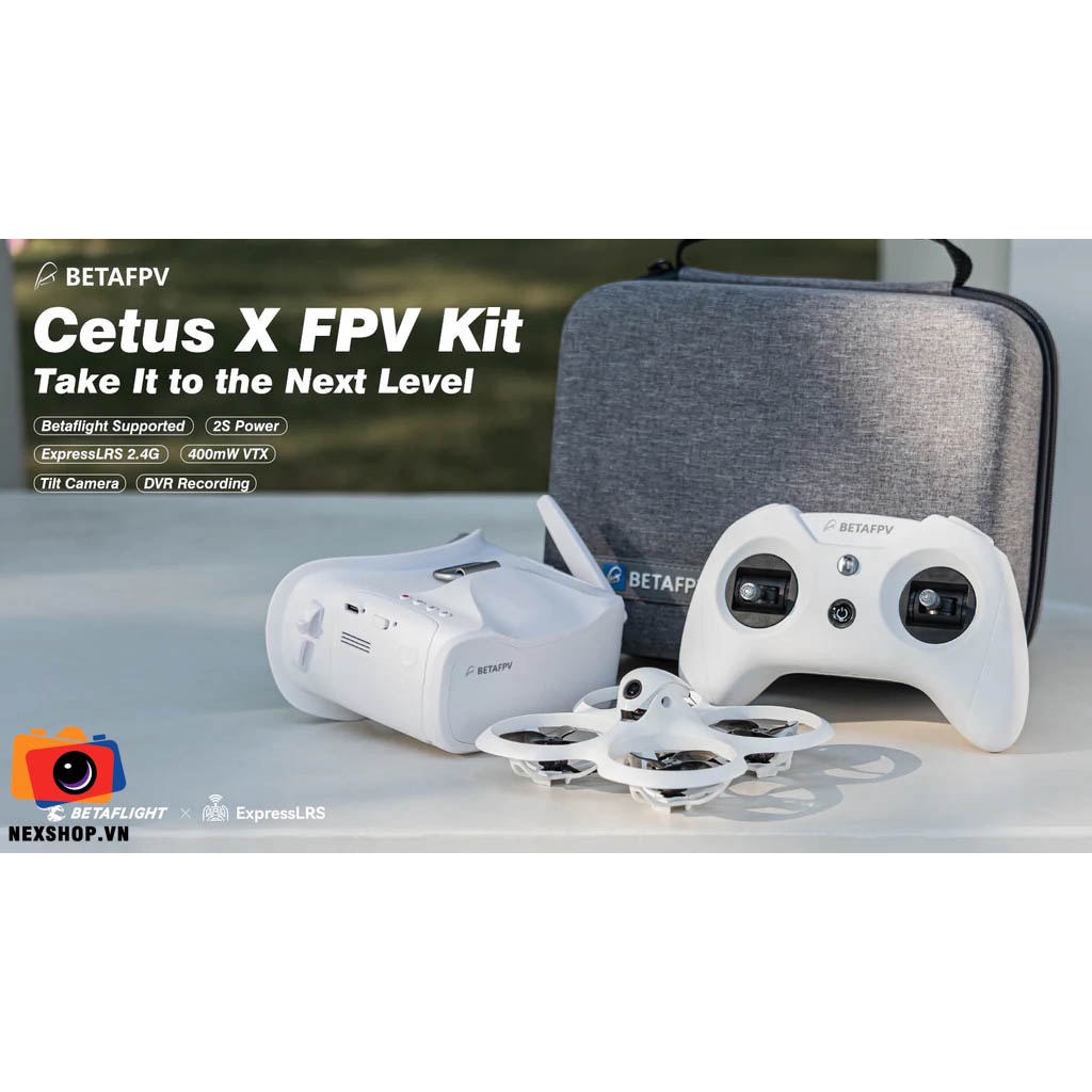 Bộ combo tập bay BetaFPV Cetus X  400mw VTX , ELRS 2.4 RX+TX, DVR Goggles