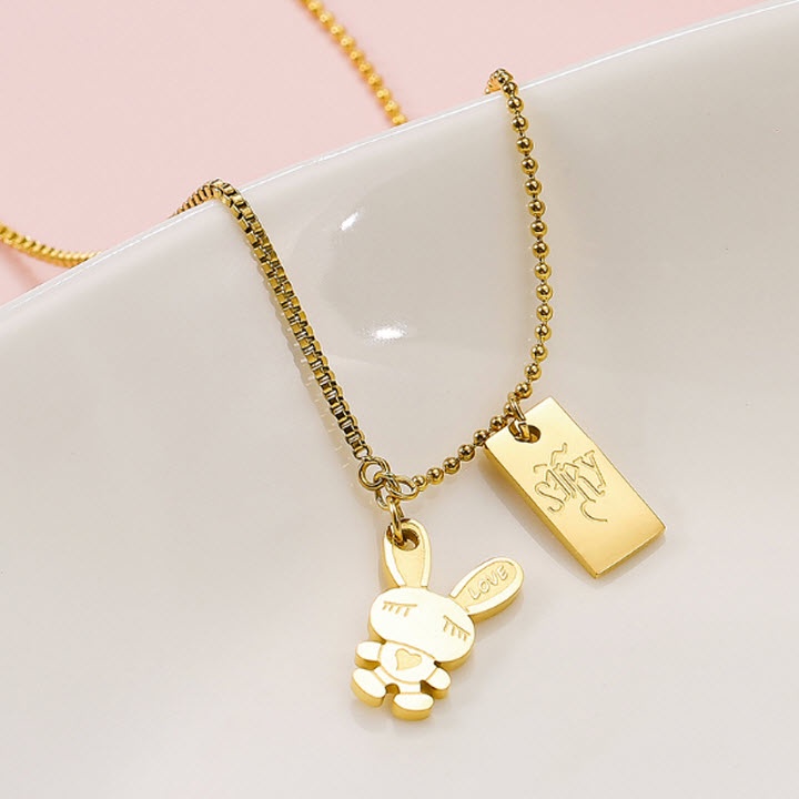 Dây chuyền nữ mặt thỏ con cute - Hàng titan vàng 18k sáng bóng đẹp - Cam kết 1 đổi 1 nếu đen và gỉ sét