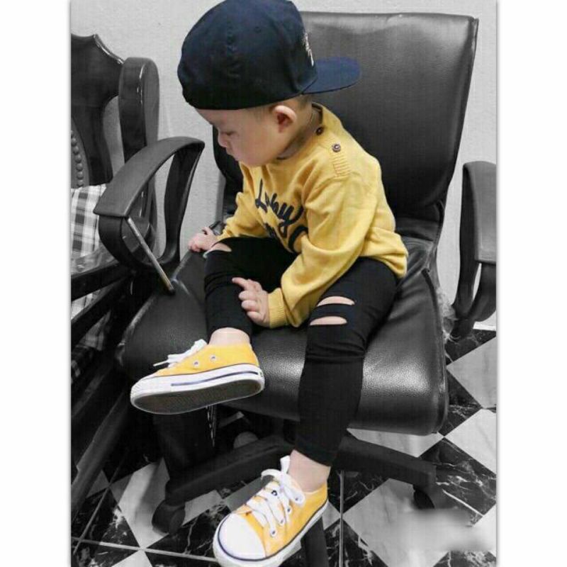 Hot trend | Quần legging rách gối unisex siêu sành điệu cho bé yêu 8-18kg