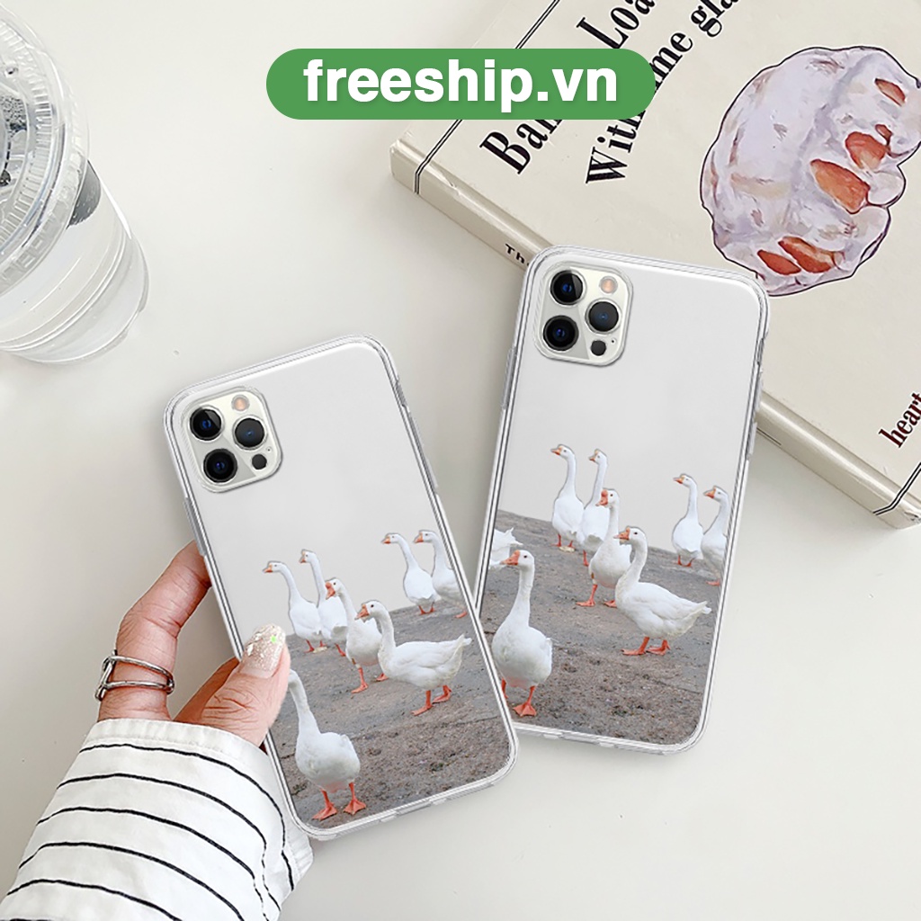 Ốp điện thoại iphone đàn vịt trắng bảo vệ cam 6/6splus/7/7plus/8/8plus/x/xr/xs/11/12/13/14/pro/max/plus/promax