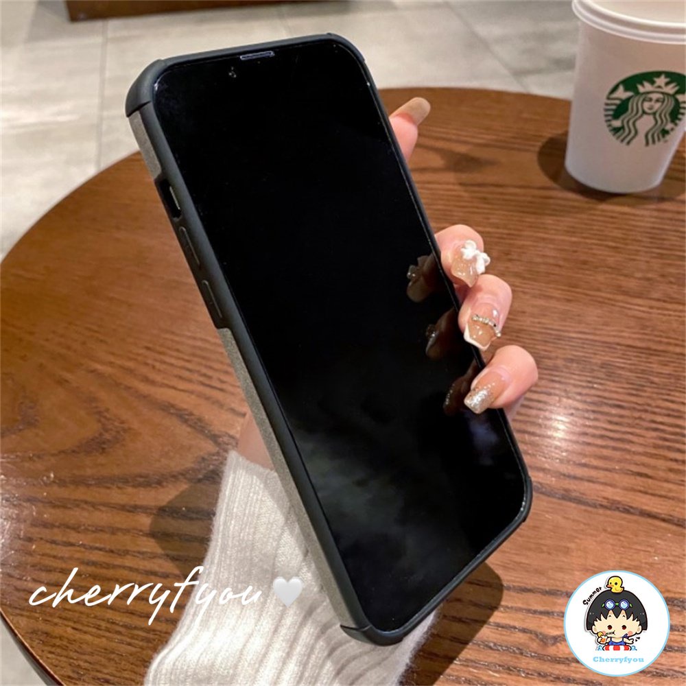 Ốp Điện Thoại Da Cừu Viền TPU Dẻo Màu Trơn Sang Trọng Chống Bám Vân Tay / Rơi Cho IPhone 14 11 13 12 Pro Max