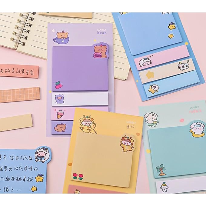 Set Giấy note - Giấy nhớ - ghi chú hoạt hình kute - 20x4 tờ