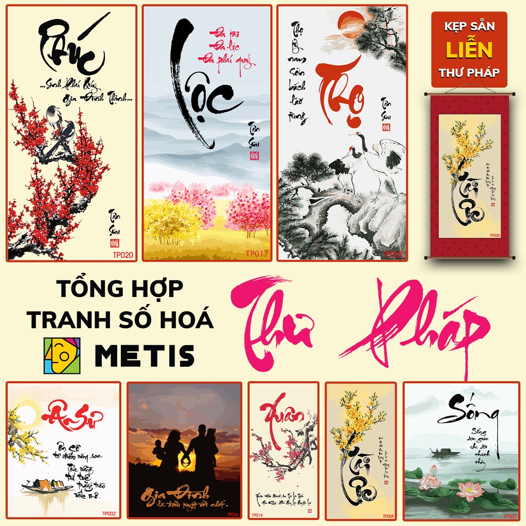 Tổng Hợp Tranh Tô Màu Số Hóa Thư Pháp Chủ Đề Câu Chúc Tết Đã Nẹp Tranh Sẵn - Màu Chuẩn METIS
