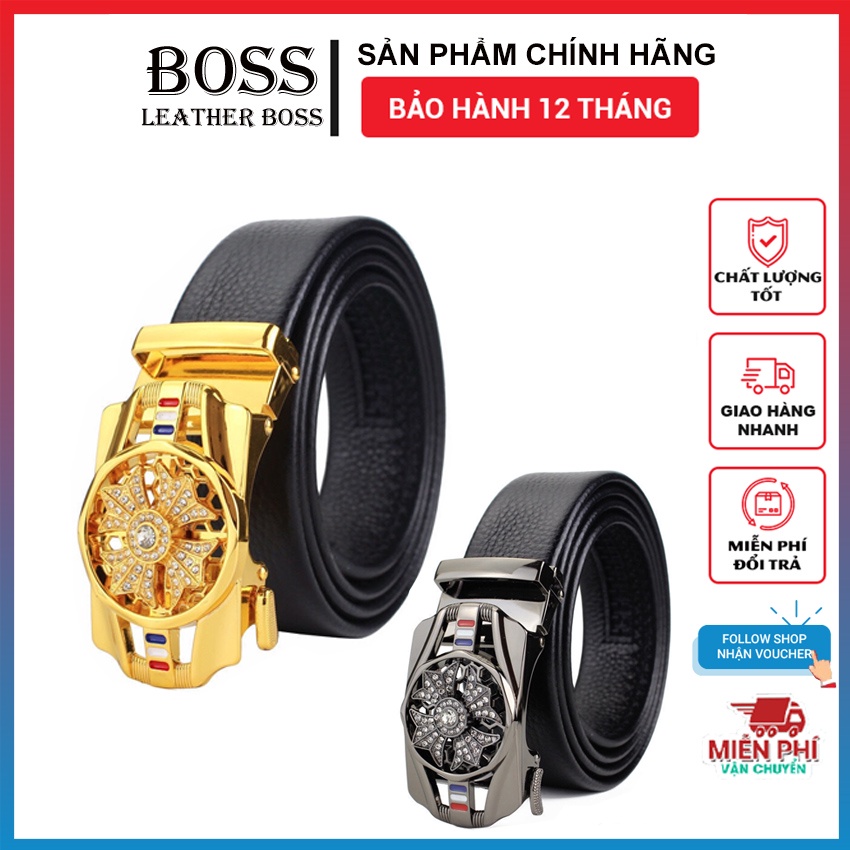 Thắt Lưng nam da cao cấp mặt xoay đính đá, Dây nịt nam khóa tự động phong cách hàn quốc. TL999