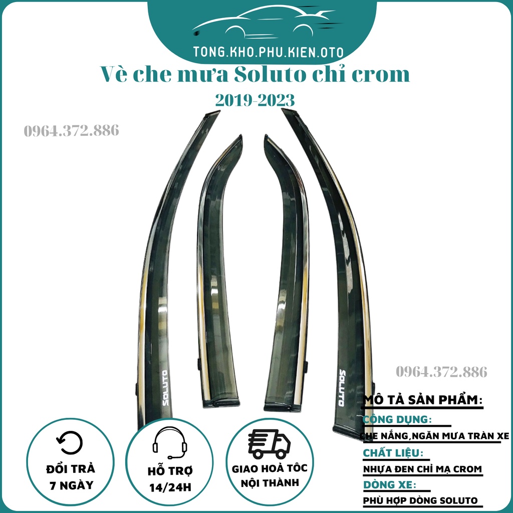 Vè che mưa xe Kia Soluto 2019-2020-2021-2022-2023 chỉ mạ crom cao cấp