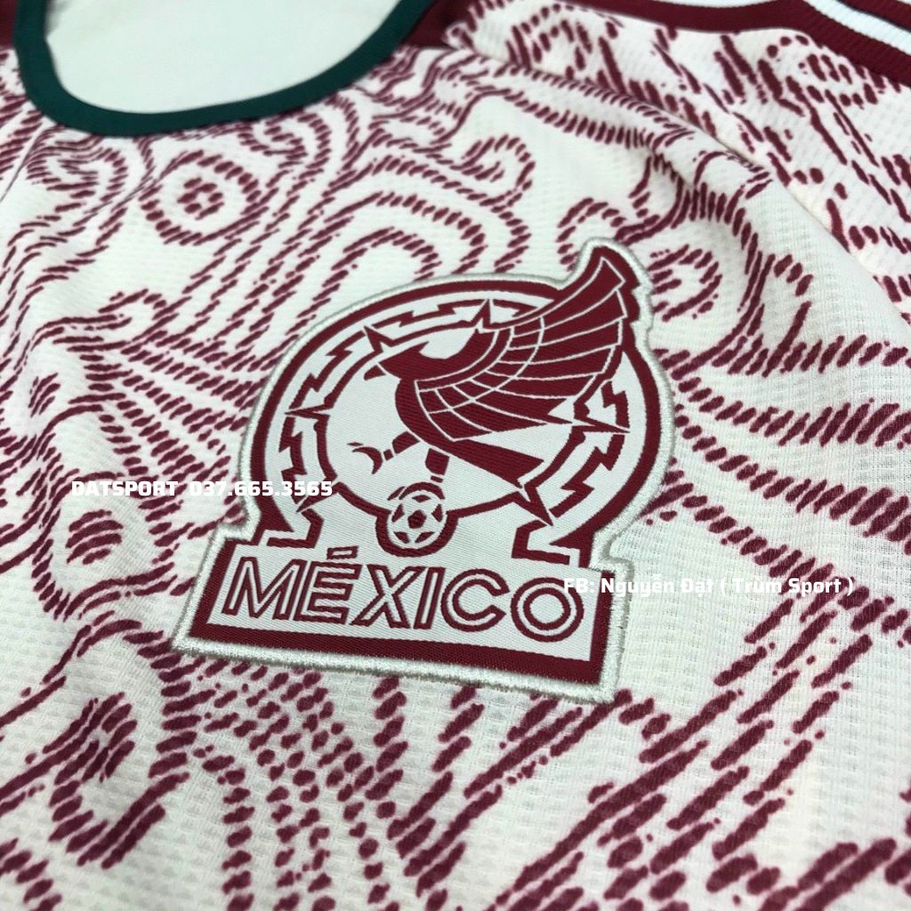 Bộ quần áo bóng đá Đội Tuyển Mexico Họa Tiết Sân Khách WC 2022 Vải Thái Lỗ Siêu Cấp. Cam Kết Y Hình 100%