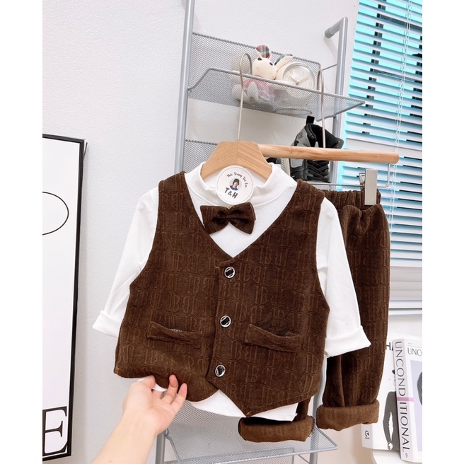 Set bộ công tử nhung cao cấp cho bé trai