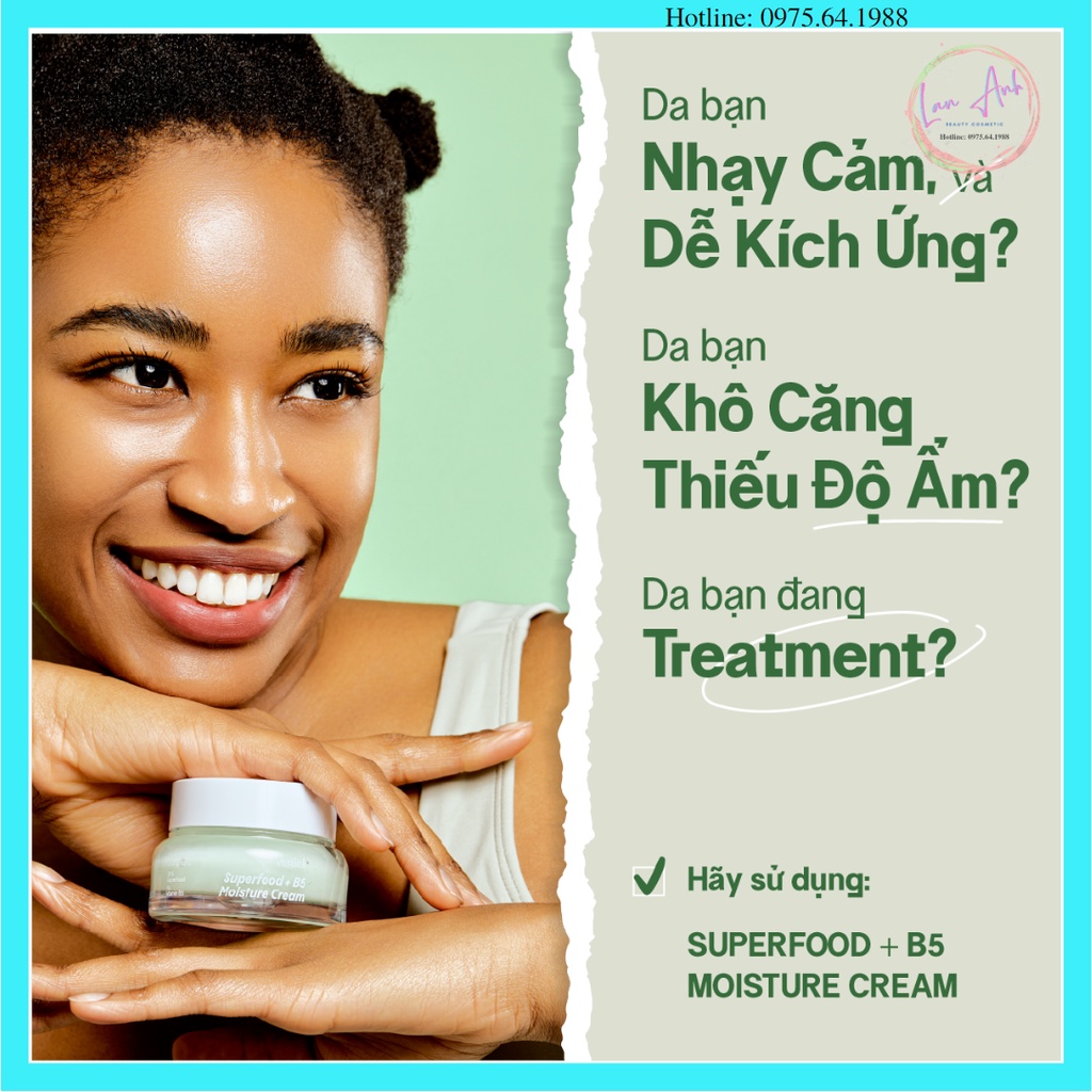Kem Dưỡng Ẩm Thuần Chay Siêu Phục Hồi Da Nhạy Cảm Vegick Superfood + B5 Moisture Cream 50ml