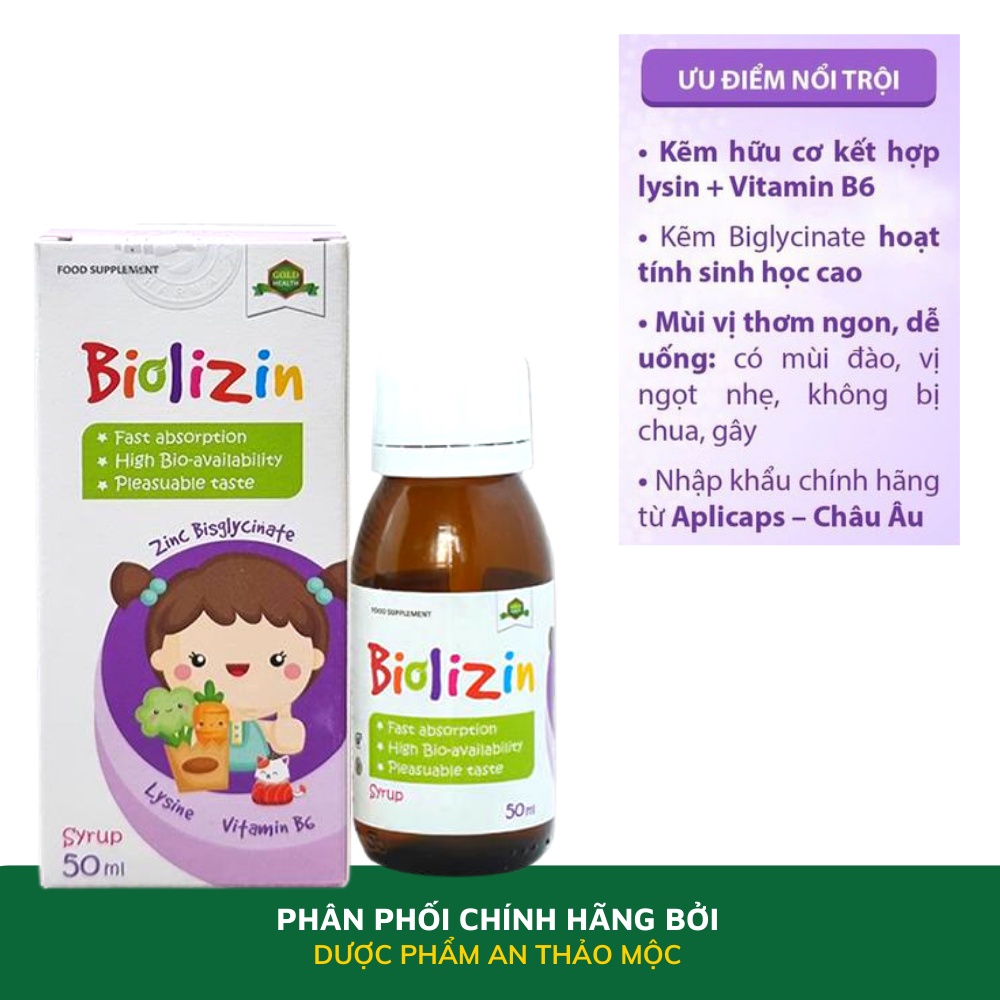 Siro Kẽm Biolizin Mediusa bổ sung lysine và vitamin b6 giúp bé ăn ngon tăng cường sức đề kháng hệ miễn dịch tự nhiên