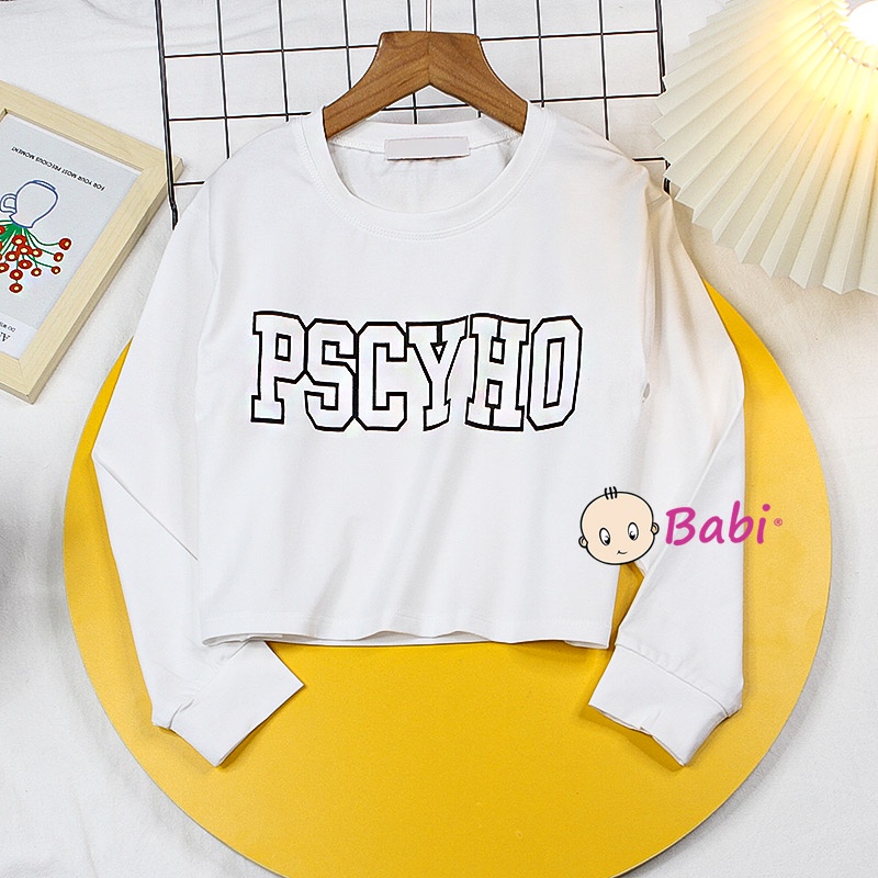 Áo croptop dài tay cotton 4c mềm mịn cho bé gái, Áo tay dài croptop mặc cặp mẹ và bé gái in chữ size đại từ 20-55kg