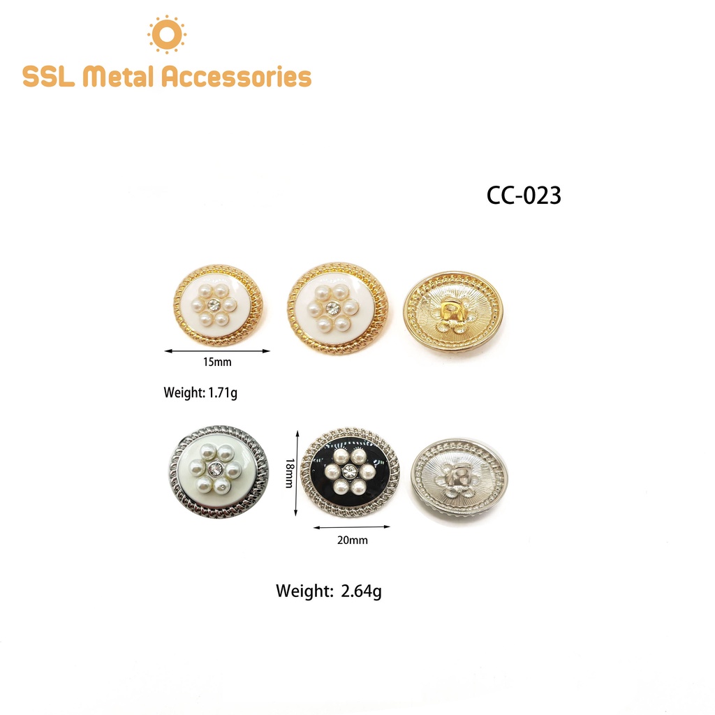 Set 10 Nút áo cúc áo kim loại cao cấp dành cho áo dạ, áo vest - Alloy button CC-023 20mm 15mm