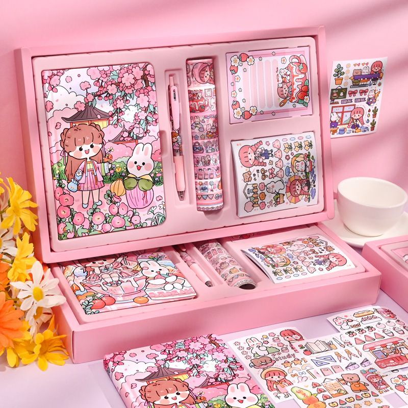 Set Sổ Ghi Chép Cute Sổ Tay Hộp Sitker Trang Trí Sổ Tay Sổ Nhậthộp đựng quà sinh nhật Ký Sinh Viên Cute Sổ Ghi Chép đồ dùng học tập dễ thương dụng cụ học tập dễ thương set quà tặng sinh nhật