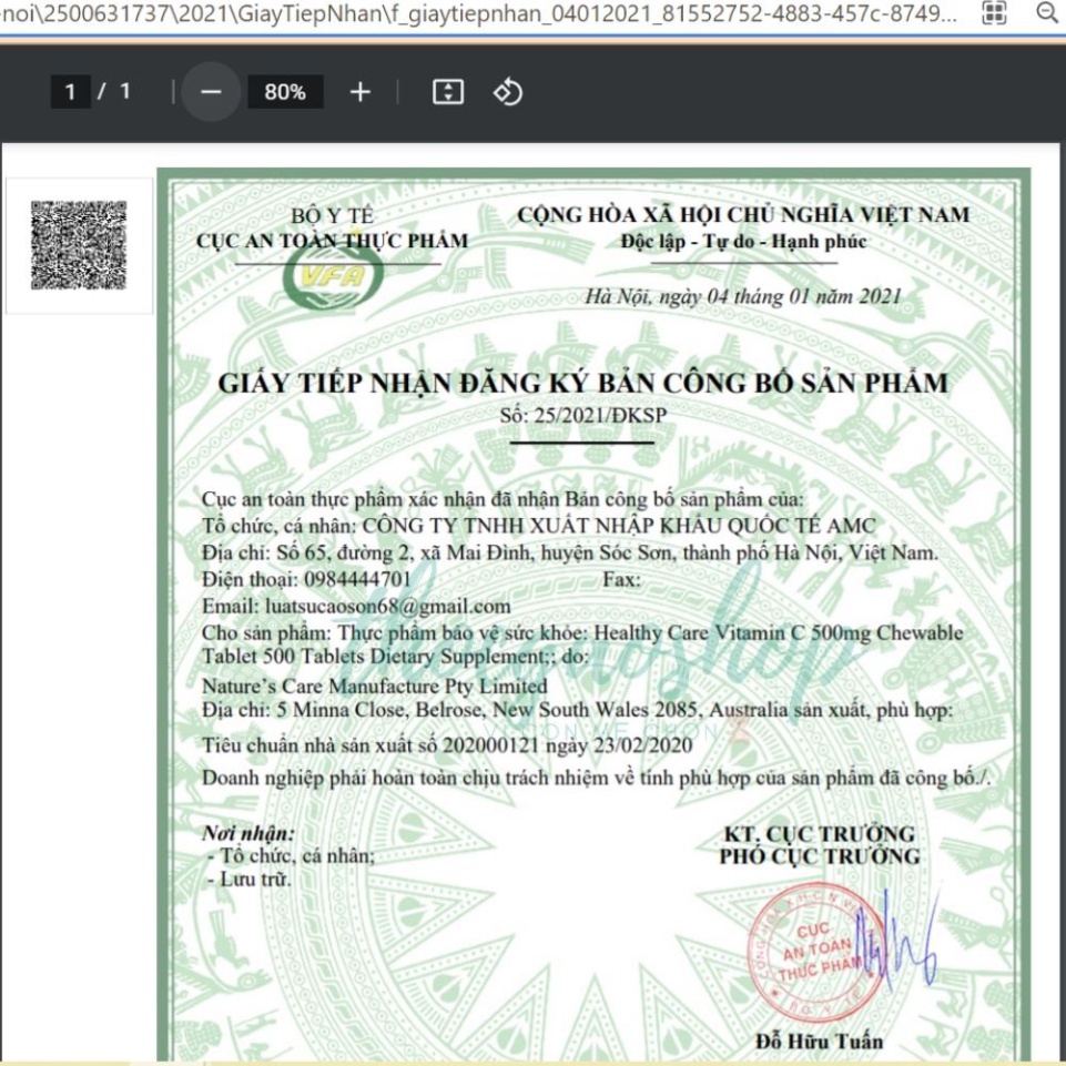 Vitamin C Healthy Care 500 viên