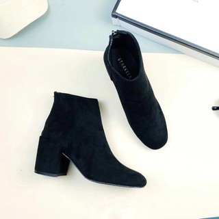 Giầy Bốt Nữ 7cm Da Lộn Gót Trụ VNXK