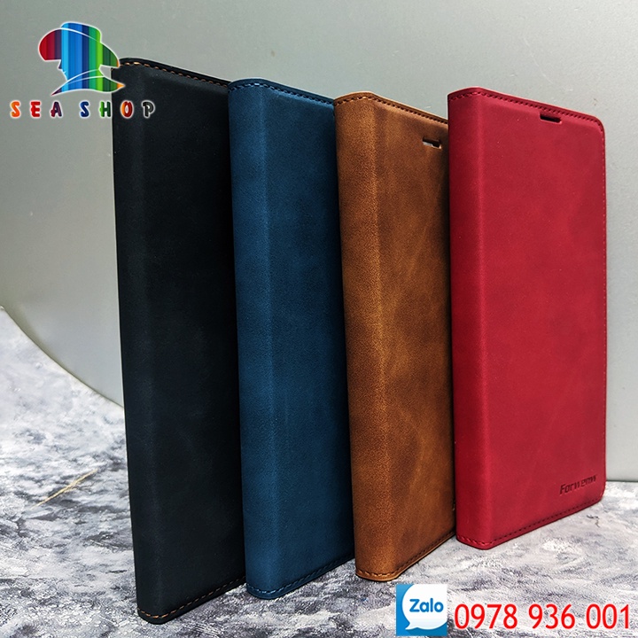 Bao da Samsung Note 10 Plus - Thiết kế dạng ví sang trọng - Có ngăn cài thẻ - tiên - Nắp gập 2 mặt-làm từ da lộn